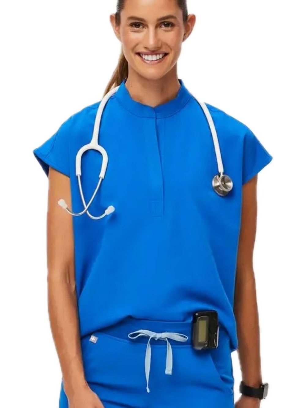 FIGS Royal Blue Rafaela - Oversized Scrub Top, XS